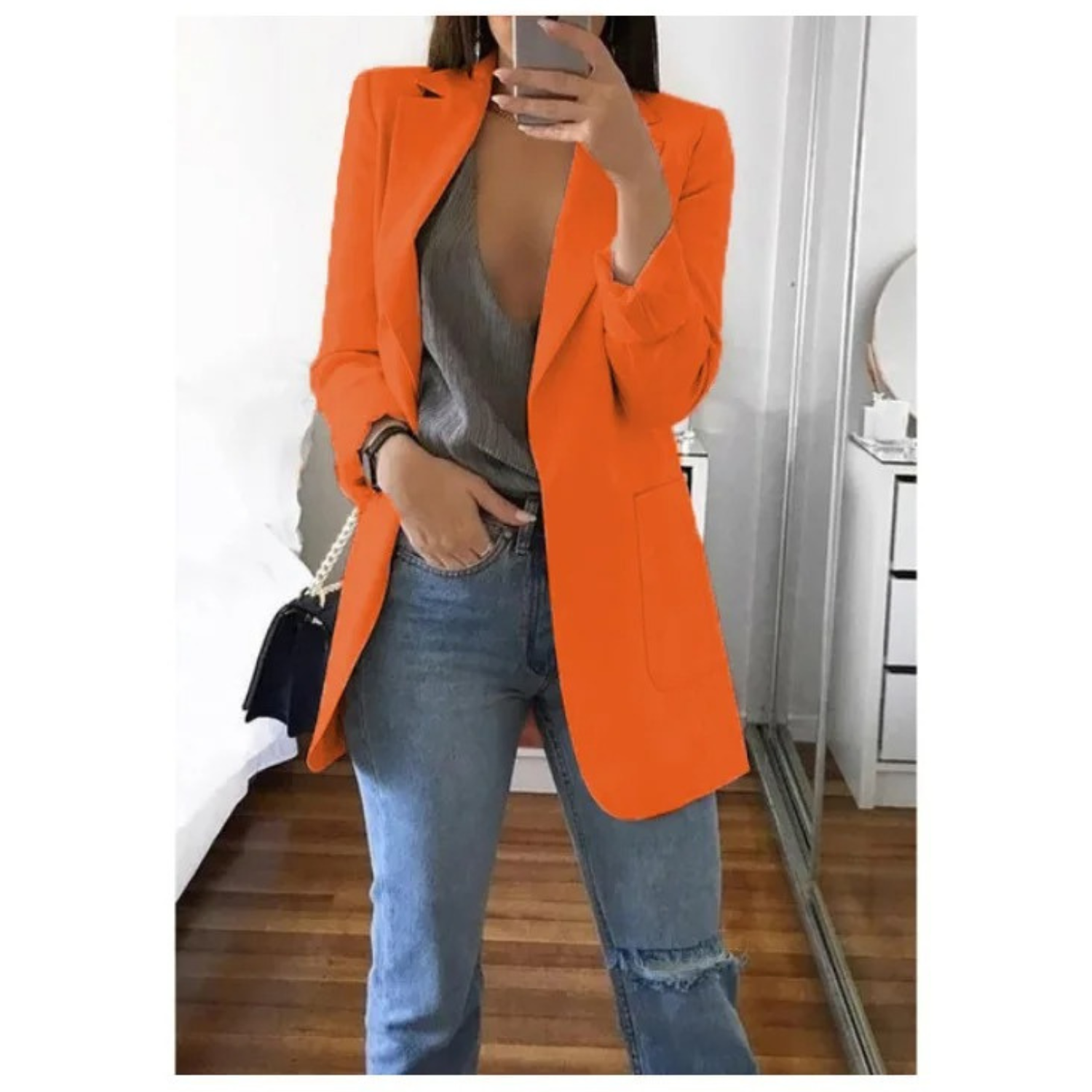 Women's Printed Double-Breasted Blazer - Perfect for Professional Attire