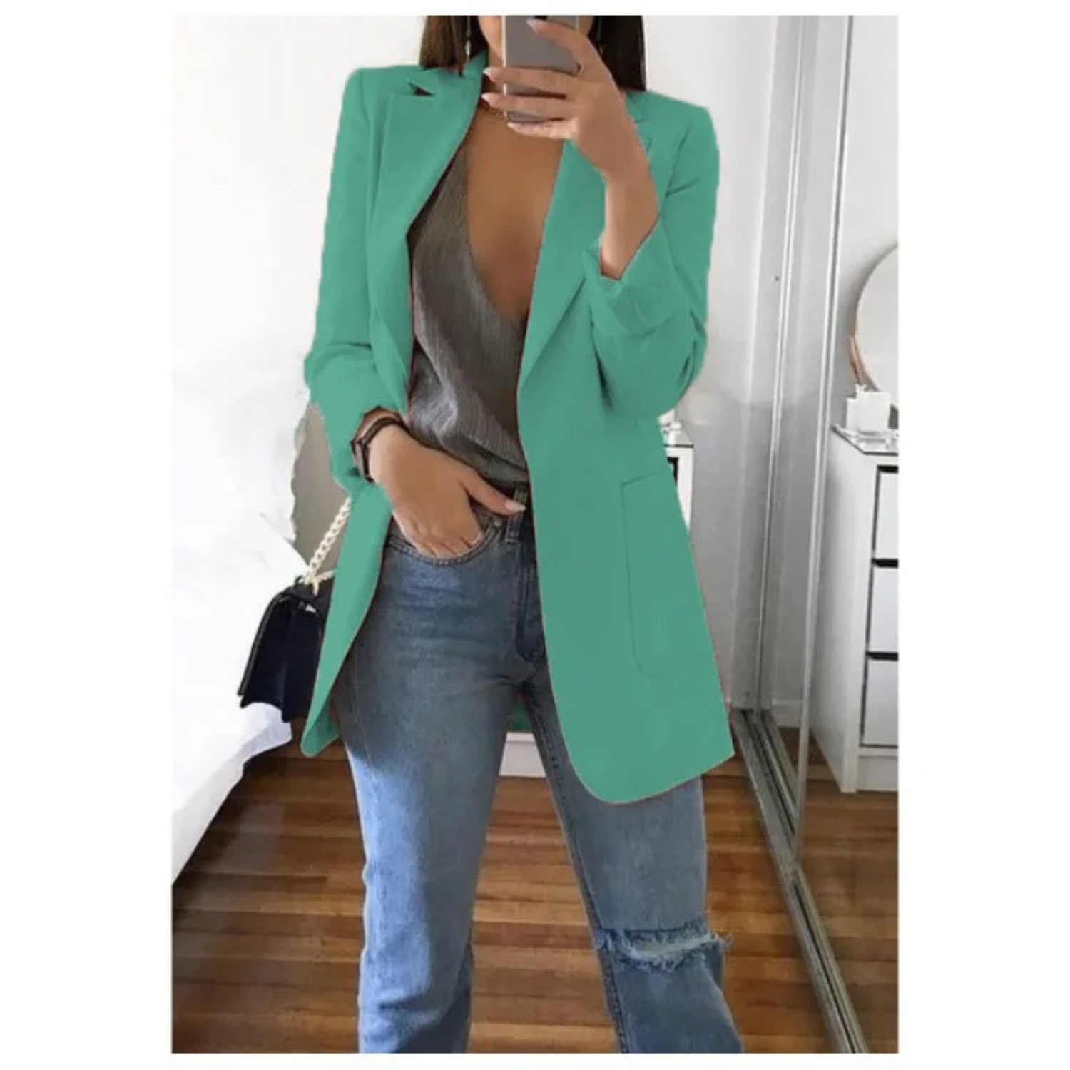 Women's Printed Double-Breasted Blazer - Perfect for Professional Attire
