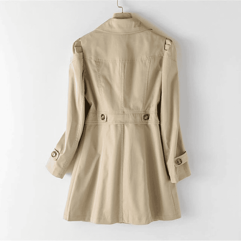 Women's One-Button Trench Coat with Padded Shoulders