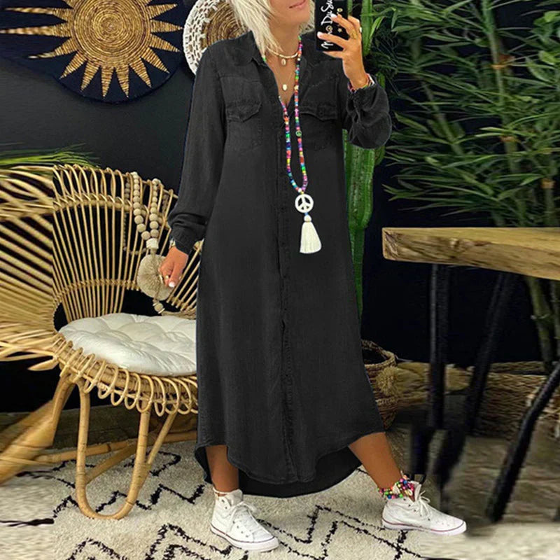 Women's Solid Color Denim Dress