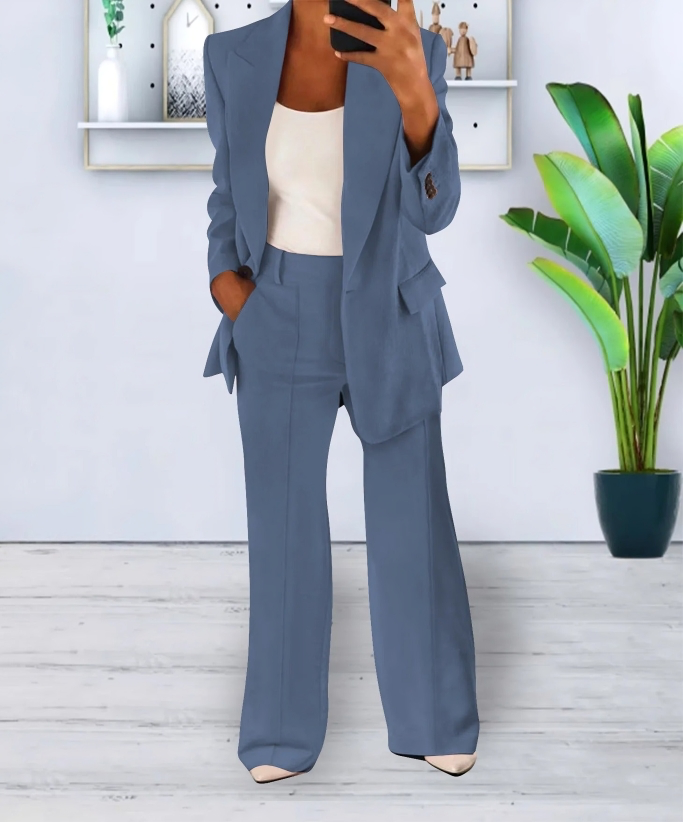 Blazer and Wide-Leg Pants Ensemble